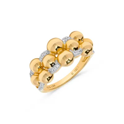 H.j. Namdar H. J. Namdar 0.09 Ct Tw Diamond And Gold Bead Stack Ring 14k Yellow Gold Natural Diamonds In Silver