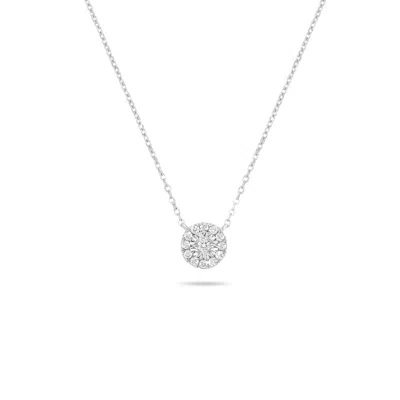 H.j. Namdar H. J. Namdar 0.1 Ct Tw Miracle Set Diamond Halo Necklace 14k White Gold Natural Diamonds In Silver