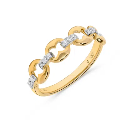 H.j. Namdar H. J. Namdar 0.1 Ct Tw Puffed Mariner Chain Link Stack Ring 14k Yellow Gold Natural Diamonds Size 6