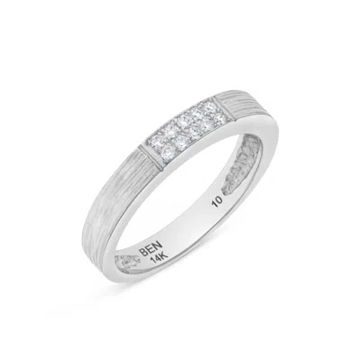 H.j. Namdar H. J. Namdar 0.1 Ct Tw Textured Matte Gold Prong Set Round Diamond Stack Ring 14k White Gold Natural In Silver