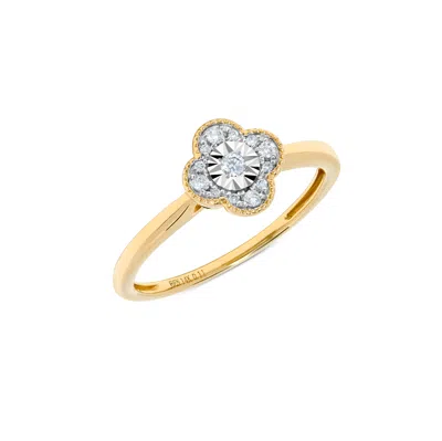 H.j. Namdar H. J. Namdar 0.11 Ct Tw Miracle Set Diamond Clover Ring 14k Two Tone Gold Natural Diamonds Size 6 In Multi