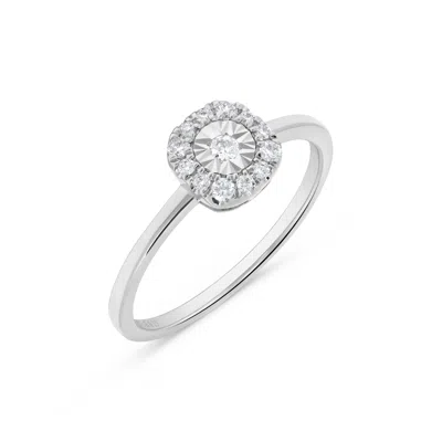 H.j. Namdar H. J. Namdar 0.14 Ct Tw Miracle Set Diamond Ring 14k White Gold Natural Diamonds In Silver
