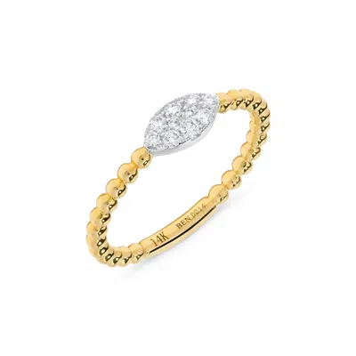 H.j. Namdar H. J. Namdar 0.14 Ct Tw Pave Diamond Beaded Stack Ring 14k Two Tone Gold Natural Diamonds In Silver