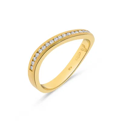H.j. Namdar H. J. Namdar 0.15 Ct Tw Channel Set Round Diamond Curved Band Ring 14k Yellow Gold Natural Diamonds