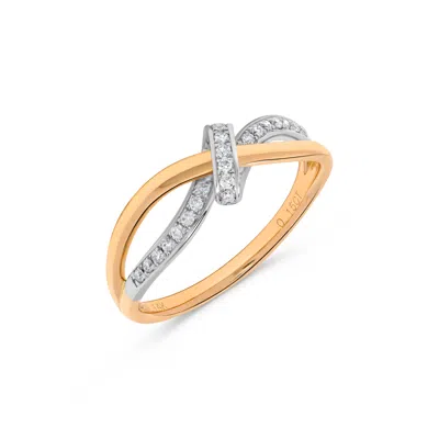 H.j. Namdar H. J. Namdar 0.15 Ct Tw Diamond Ribbon Stack Ring 14k Two Tone Gold Natural Diamonds Size 6