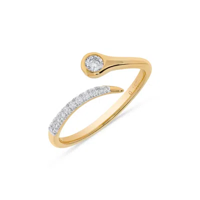 H.j. Namdar H. J. Namdar 0.15 Ct Tw Prong & Bezel Set Round Diamond Snake Ring 14k Yellow Gold Natural Diamonds  In Multi