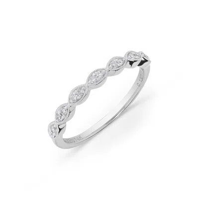 H.j. Namdar H. J. Namdar 0.15 Ct Tw Prong Set Round Diamond Stack Ring 14k White Gold Natural Diamonds In Silver