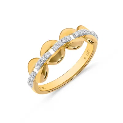 H.j. Namdar H. J. Namdar 0.15 Ct Tw Round Link Diamond Stack Ring 14k Yellow Gold Natural Diamonds
