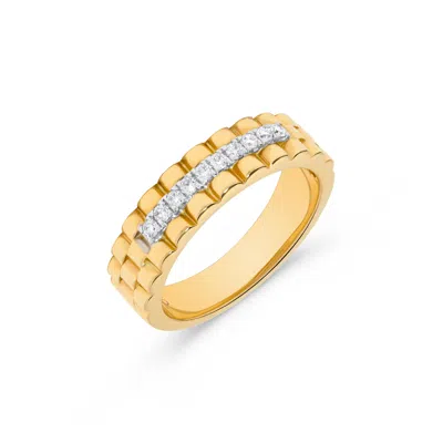 H.j. Namdar H. J. Namdar 0.15 Ct Tw Textured Gold And Diamond Stack Ring 14k White Gold Natural Diamonds