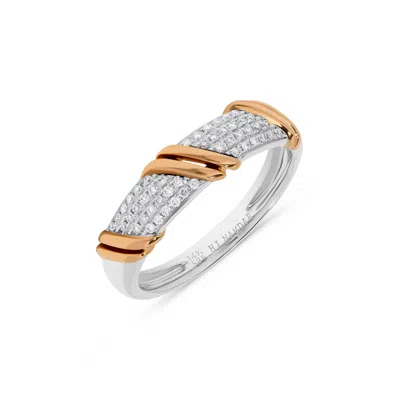 H.j. Namdar H. J. Namdar 0.15 Ct Tw Twist Pave Diamond Stack Ring 14k Rose Gold Natural Diamonds In Silver