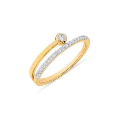 H.j. Namdar H. J. Namdar 0.16 Ct Tw Prong & Bezel Set Round Diamond Stack Ring 14k Yellow Gold Natural Diamonds