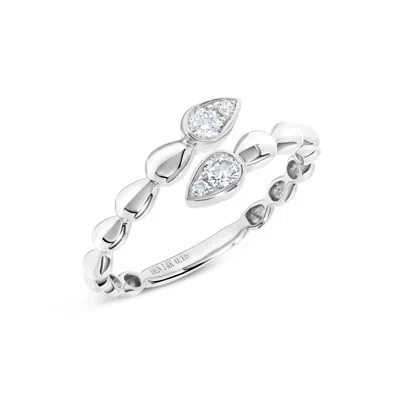 H.j. Namdar H. J. Namdar 0.16 Ct Tw Round Diamond Scale Twist Snake Ring 14k White Gold Natural Diamonds In Silver