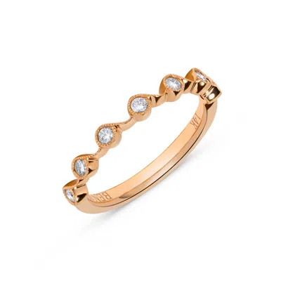 H.j. Namdar H. J. Namdar 0.18 Ct Tw Bezel Set Round Diamond Stack Ring 14k Rose Gold Natural Diamonds In Silver