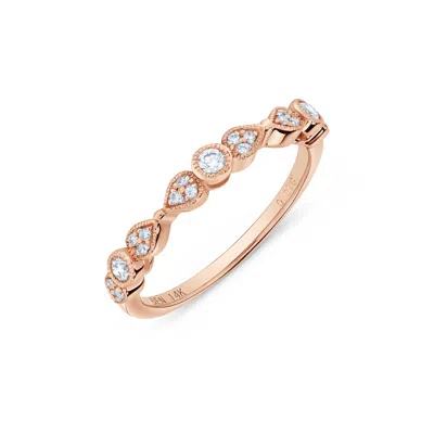 H.j. Namdar H. J. Namdar 0.18 Ct Tw Milgrain Prong & Bezel Set Round Diamond Stack Ring 14k Rose Gold Natural Di In Pattern