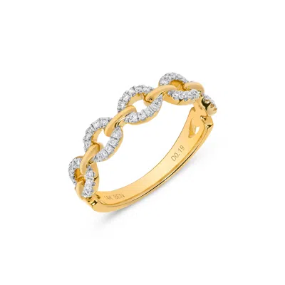 H.j. Namdar H. J. Namdar 0.19 Ct Tw Diamond Chain Link Stack Ring 14k Yellow Gold Natural Diamonds In Silver