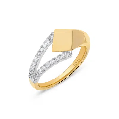 H.j. Namdar H. J. Namdar 0.19 Ct Tw Faceted Gold And Split Shank Diamond Ring 14k Two Tone Gold Natural Diamonds In Silver
