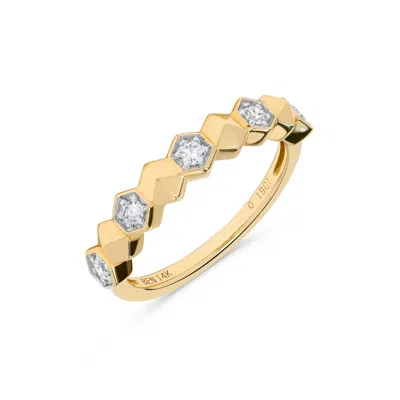 H.j. Namdar H. J. Namdar 0.2 Ct Tw Alternating Diamond And Gold Spike Stack Ring 14k Yellow Gold Natural Diamond In Orange