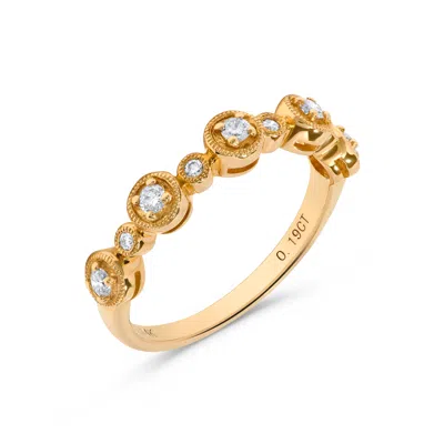 H.j. Namdar H. J. Namdar 0.2 Ct Tw Bezel Set Diamond Stackable Ring 14k Yellow Gold Natural Diamonds In Silver