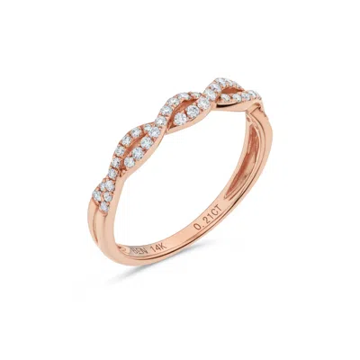 H.j. Namdar H. J. Namdar 0.2 Ct Tw Diamond Twist Ring 14k Rose Gold Natural Diamonds Size 6
