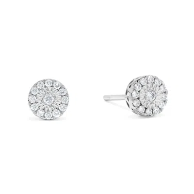 H.j. Namdar H. J. Namdar 0.2 Ct Tw Miracle Set Round Halo Necklace 14k White Gold Natural Diamonds In Silver
