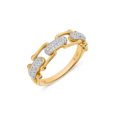 H.j. Namdar H. J. Namdar 0.2 Ct Tw Pave Diamond Horseshoe Link Stack Ring 14k Yellow Gold Natural Diamonds In Silver