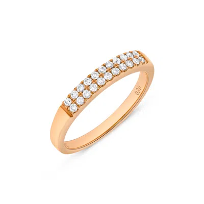 H.j. Namdar H. J. Namdar 0.2 Ct Tw Prong Set Round Diamond Two Row Band Ring 14k Rose Gold Natural Diamonds In Silver
