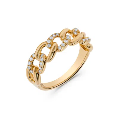 H.j. Namdar H. J. Namdar 0.21 Ct Tw Alternating Diamond Curb Link Fashion Ring 14k Yellow Gold Natural Diamonds