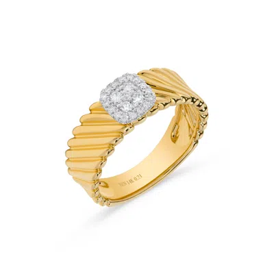 H.j. Namdar H. J. Namdar 0.21 Ct Tw Diamond Cluster Gold Swirl Stack Ring 14k Yellow Gold Natural Diamonds In Silver