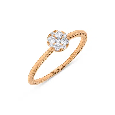 H.j. Namdar H. J. Namdar 0.23 Ct Tw Rope Gold Prong Set Round Diamond Cluster Ring 14k Rose Gold Natural Diamond In Silver