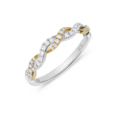 H.j. Namdar H. J. Namdar 0.24 Ct Tw Round Diamond Pave Twist Ring 14k White Gold Natural Diamonds In Silver
