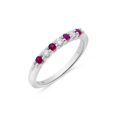 H.j. Namdar H. J. Namdar 0.25 Ct Tw 7 Stone Prong Set Round Diamond And Ruby Band Ring 14k Rose Gold Natural Rub In Multi