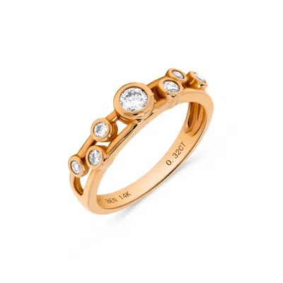 H.j. Namdar H. J. Namdar 0.31 Ct Tw Bezel Set Diamond Stack Ring 14k Rose Gold Natural Diamonds In Silver