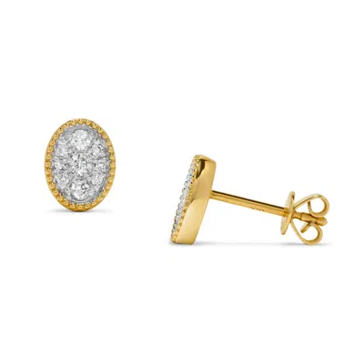H.j. Namdar H. J. Namdar 0.32 Ct Tw Milgrain Cluster Diamond Studs Earrings 14k Yellow Gold Natural Diamonds