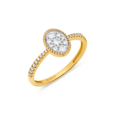 H.j. Namdar H. J. Namdar 0.32 Ct Tw Milgrain Oval Shape Pave Diamond Ring 14k Yellow Gold Natural Diamonds In Silver