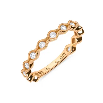 H.j. Namdar H. J. Namdar 0.33 Ct Tw Curvy Milgrain Channel Set Round Diamond Stack Ring 14k White Gold Natural D In Silver