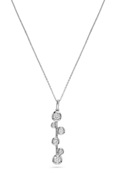 H.j. Namdar H. J. Namdar 0.34 Ct Tw Bezel Set Diamond Pendant Necklace 14k White Gold Natural Diamonds In Metallic