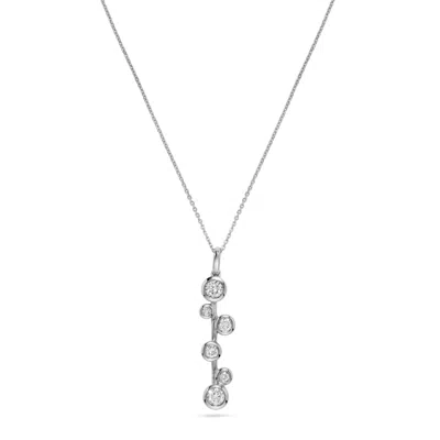 H.j. Namdar H. J. Namdar 0.34 Ct Tw Bezel Set Diamond Pendant Necklace 14k White Gold Natural Diamonds In Silver