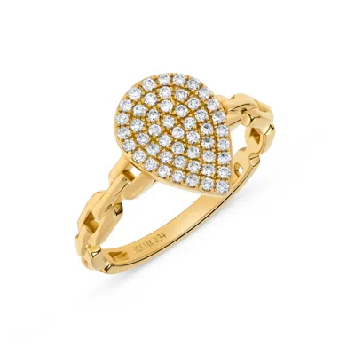H.j. Namdar H. J. Namdar 0.34 Ct Tw Pear Shape Pave Diamond Paperclip Ring 14k Yellow Gold Natural Diamonds In Silver
