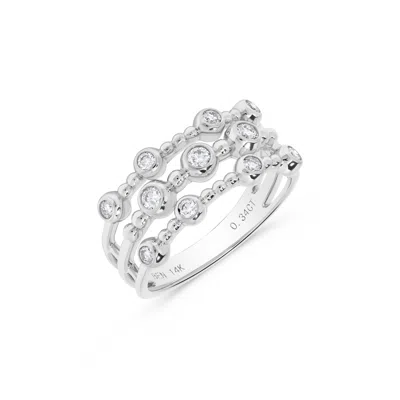 H.j. Namdar H. J. Namdar 0.35 Ct Tw Bezel Set Diamond Beaded Ring 14k White Gold Natural Diamonds In Silver