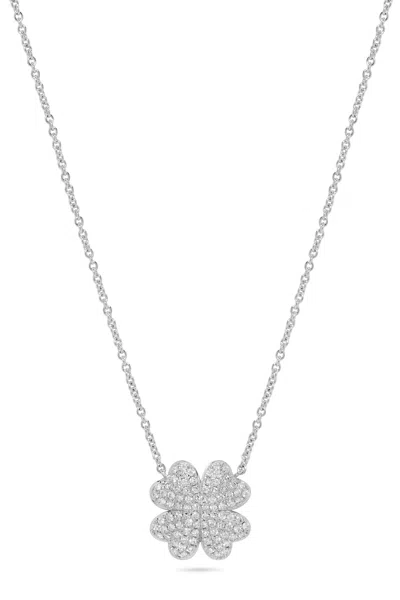 H.j. Namdar H. J. Namdar 0.35 Ct Tw Four-leaf Heart Clover Diamond Pendant Necklace 14k White Gold Natural Diamo In Metallic