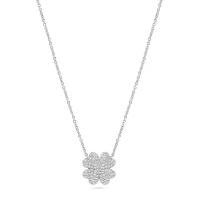H.j. Namdar H. J. Namdar 0.35 Ct Tw Four-leaf Heart Clover Diamond Pendant Necklace 14k White Gold Natural Diamo In Silver