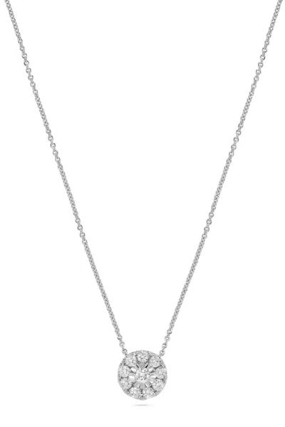 H.j. Namdar H. J. Namdar 0.35 Ct Tw Prong Round Diamond Halo Necklace 14k White Gold Natural Diamonds In Metallic