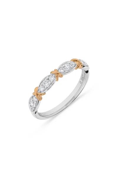 H.j. Namdar H. J. Namdar 0.35 Ct Tw Stitched Marquise Shape Round Diamond Stack Ring 14k Two Tone Gold Natural D In Metallic
