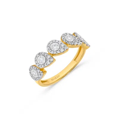 H.j. Namdar H. J. Namdar 0.4 Ct Tw Pear Shape Miracle Diamond Stack Ring 14k Two Tone Gold Natural Diamonds In Silver