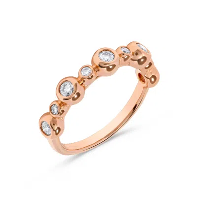 H.j. Namdar H. J. Namdar 0.41 Ct Tw Alternating Bezel Set Round Diamond Stackable Ring 14k Rose Gold Natural Dia In Silver