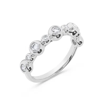 H.j. Namdar H. J. Namdar 0.41 Ct Tw Alternating Bezel Set Round Diamond Stackable Ring 14k White Gold Natural Di In Silver