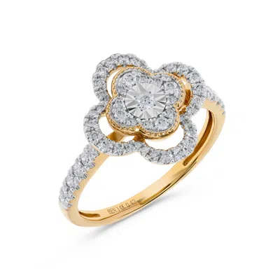 H.j. Namdar H. J. Namdar 0.43 Ct Tw Miracle Clover Diamond Ring 14k Two Tone Gold Natural Diamonds In Silver