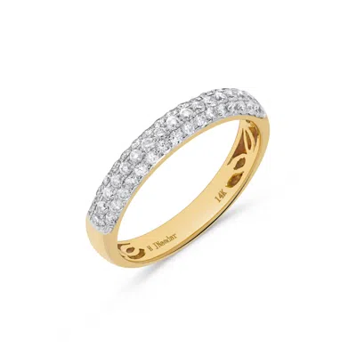 H.j. Namdar H. J. Namdar 0.45 Ct Tw Pave Diamond Stack Ring 14k Yellow Gold Natural Diamonds In Silver