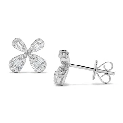H.j. Namdar H. J. Namdar 0.5 Ct Tw Baguette Diamond Butterfly Studs Earrings 14k White Gold Natural Diamonds