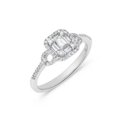 H.j. Namdar H. J. Namdar 0.5 Ct Tw Baguette Diamond Cluster Ring 14k White Gold Natural Diamonds Size 6 In Metallic